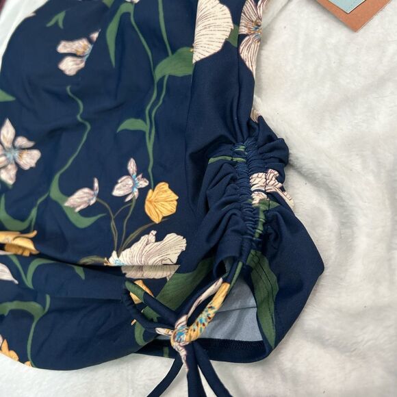 Shade & Shore Floral Tankini Swim Top – Size Large – Navy Blue with Adjustable S - Picture 2 of 6